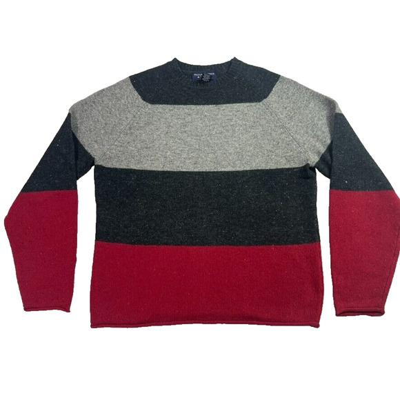 Roundtree & Yorke Sweater Mens Small Colorblock Striped Lambswool Blend Pullover - Picture 1 of 7